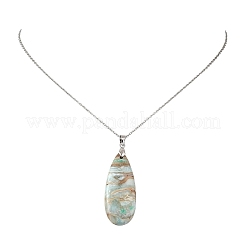 2Pcs 2 Styles Natural Hemimorphite Teardrop Pendant Necklaces&nbsp;NJEW-JN06312-01