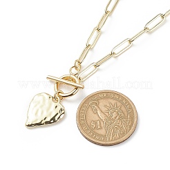 Alloy Heart Pendant Necklace with Brass Paperclip Chains for Woman&nbsp;NJEW-JN04081