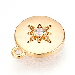 Brass Micro Pave Clear Cubic Zirconia Pendants&nbsp;KK-T075-01G