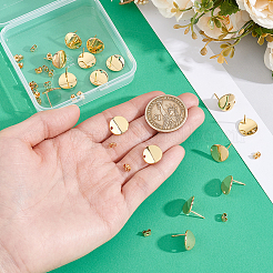 20Pcs Flat Round Brass Stud Earring Findings&nbsp;KK-BBC0028-24