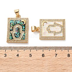 Brass Micro Pave Clear Cubic Zirconia Pendants&nbsp;KK-S048-03G
