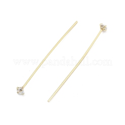 Brass Micro Pave Clear Cubic Zirconia Head Pins&nbsp;LS-KK-M306-09G-02