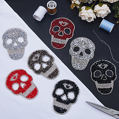8Pcs 4 Colors Skull Hotfix Rhinestone (Hot Melt Adhesive On The Back)&nbsp;DIY-FH0007-53