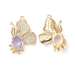 Brass with K9 Glass & Rhinestone Pendants&nbsp;KK-C024-46KCG