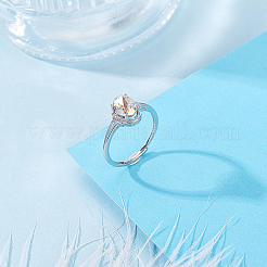1Pc Adjustable 925 Sterling Silver Cubic Zirconia Ring Components&nbsp;STER-BBC0009-16