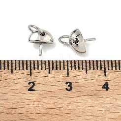 Half Round Brass Cup Pearl Peg Bails Pin Pendants&nbsp;KK-G555-08P