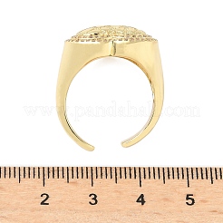 Heart Brass Micro Pave Cubic Zirconia Cuff Rings for Women&nbsp;RJEW-A069-08G