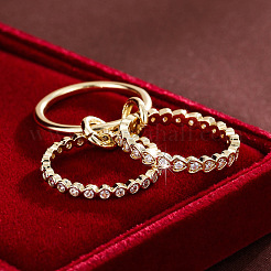Brass Micro Pave Cubic Zirconia Finger Rings&nbsp;WG3D341-01