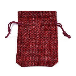 Polyester Imitation Burlap Packing Pouches Drawstring Bags&nbsp;ABAG-R004-7x9cm-M