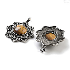 Natural Tiger Eye & Brass Pendants&nbsp;G-K338-09AS-06