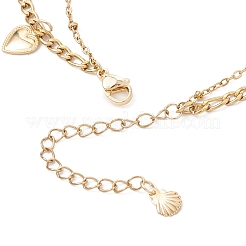304 Stainless Steel Tassel Double Layer Anklets for Women&nbsp;AJEW-AN00704-03