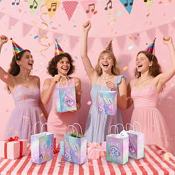 24Pcs 2 Styles Rainbow Color Musical Paper Packing Tote Bags&nbsp;ABAG-PH0001-83