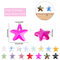 90Pcs 15 Colors Faceted Glass Charms&nbsp;GLAA-PH0008-26