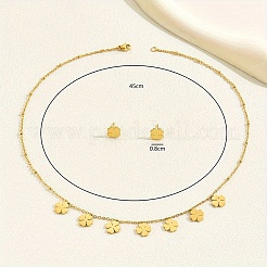Fashionable Stainless Steel Clover Stud Earrings & Pendant Necklaces Sets for Women&nbsp;BT0030