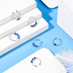 6Pcs 3 Style Resin Evil Eye Spinning Beaded Open Cuff Rings Set&nbsp;RJEW-PH0001-10