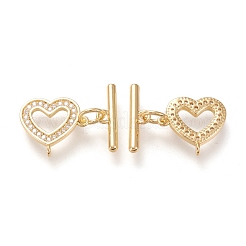 Brass Micro Pave Clear Cubic Zirconia Toggle Clasps&nbsp;KK-F820-01G