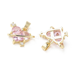 Valentine's Day Brass Micro Mixed Color Cubic Zirconia Pendants&nbsp;KK-A299-03G