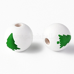 Painted Natural Wood Beads&nbsp;WOOD-N006-174