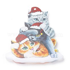Christmas Cat Shape Acrylic Pendant Decoration&nbsp;HJEW-E007-01G-08