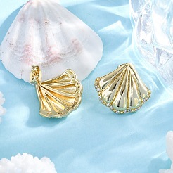 Rack Plating Brass Micro Pave Clear Cubic Zirconia Stud Earrings for Women&nbsp;EJEW-C125-27A-G