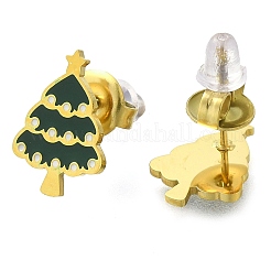 Ion Plating(IP) 304 Stainless Steel Enamel Stud Earrings&nbsp;EJEW-I316-03G-12