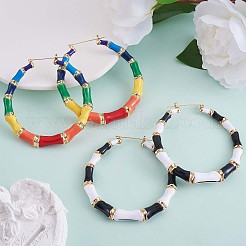 Enamel Bamboo Big Hoop Earrings&nbsp;JE976A