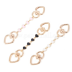 3Pcs 3 Colors Alloy Enamel Heart Link Bag Extender Chains&nbsp;HJEW-TAC0131