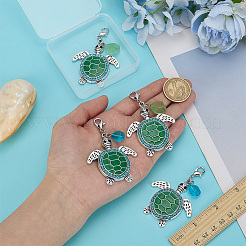 4Pcs 2 Colors Alloy Green Enamel Sea Turtle Pendants Decoration&nbsp;HJEW-FG00025