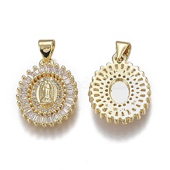 Brass Micro Pave Clear Cubic Zirconia Pendants&nbsp;ZIRC-A011-20G