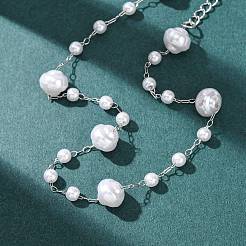 ABS Plastic Pearl Round Beads Link Bracelets&nbsp;BJEW-G774-05P