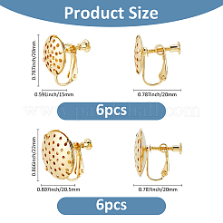12Pcs 2 Styles Flat Round Brass Clip-on Earring Findings&nbsp;EJEW-FH0001-12