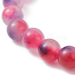Dyed Natural White Jade Round Beaded Stretch Bracelet&nbsp;BJEW-JB09690