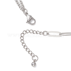 Modern Style 304 Stainless Steel Paperclip & Twisted Mixed Chain Necklaces&nbsp;NJEW-JN05853