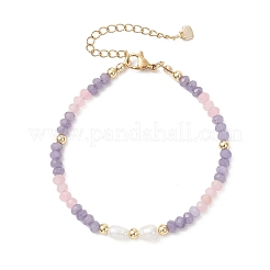 Dyed Natural Malaysia Jade & Natural Cultured Freshwater Pearl Beaded Bracelets for Women&nbsp;BJEW-JB13154