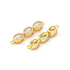 SHEGRACE Brass Pave Clear Cubic Zirconia Triple Oval Links Connector Charms&nbsp;XGRQ3P620-644G