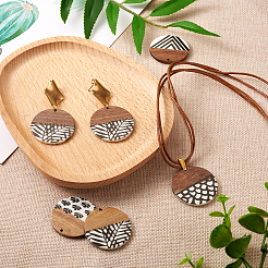 16Pcs 4 Styles Resin & Walnut Wood Pendants&nbsp;RESI-CW0001-13