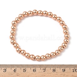 Brass Round Beaded Stretch Bracelets for Men Women&nbsp;BJEW-B148-05D-RG
