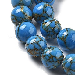 Synthetic Gold Line Turquoise Beads Strands&nbsp;G-A255-A03-01A