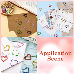 100Pcs 6 Colors Heart Shape Iron Paper Clips&nbsp;TOOL-WH20002-03B