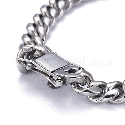 Tarnish Resistant Men's 304 Stainless Steel Cuban Link Chain Bracelets&nbsp;BJEW-P263-B01-P