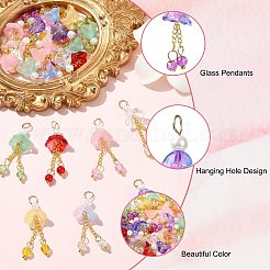 40Pcs 8 Colors Glass Pendants&nbsp;PALLOY-CJ00167