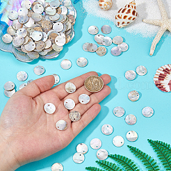 Natural Akoya Shell Disc Charms&nbsp;SHEL-WH0005-05A