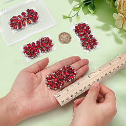 4Pcs Flower Alloy & Glass Rhinestone Applques&nbsp;DIY-MA0007-20B