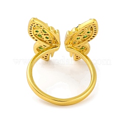 Butterfly Brass Micro Pave Cubic Zirconia Open Cuff Ring for Women&nbsp;RJEW-U003-29A-G