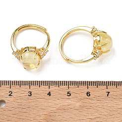 Brass Micro Pave Cubic Zirconia with Natural & Synthetic Gemstone Cuff Open Rings&nbsp;RJEW-T035-01G-M