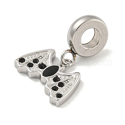 304 Stainless Steel Black Enamel European Dangle Charms&nbsp;STAS-U005-35P