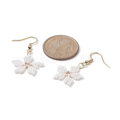 Glass Seed Braided Snowflake Dangle Earrings&nbsp;EJEW-MZ00069-03