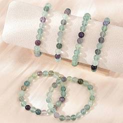 Natural Fluorite Stretch Bracelets&nbsp;BJEW-E373-8mm-10