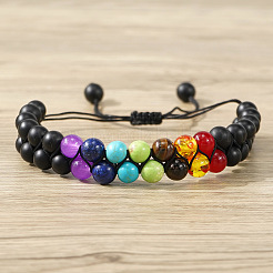 Chakra Round Glass Bead Braided Bracelets&nbsp;ZS1375