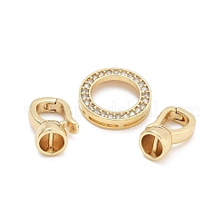 Brass Micro Pave Clear Cubic Zirconia Fold Over Clasps&nbsp;KK-U059-34G